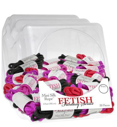 Fetish Fantasy Series Mini Silk Rope - Assorted Colors - 30 Pieces Display