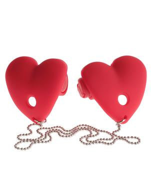 Fetish Fantasy Series Vibrating Heart Pasties - Red