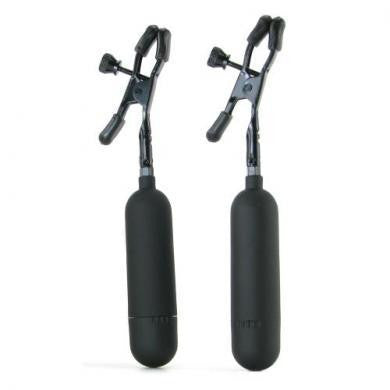 Fetish Fantasy Series Cordless Vibrating Nipple Clamps - Black