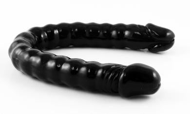 Basix Rubber Works 18-inch Ribbed Double Dong - Black