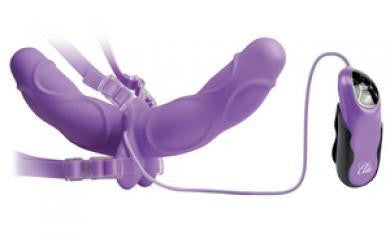 Fetish Fantasy Elite Vibrating Double Delight Strap-On - Purple