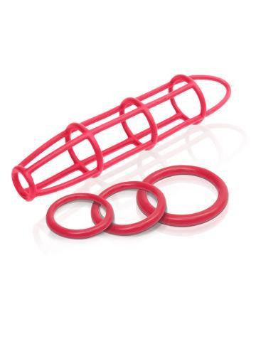 Fetish Fantasy Elite Cockcage And Ring Set - Red