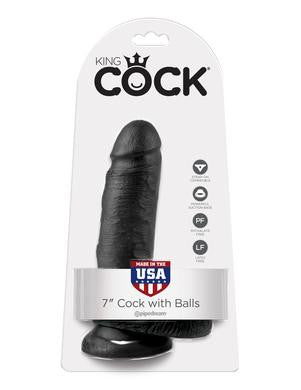 King Cock 7-inch Cock with  Balls - Black