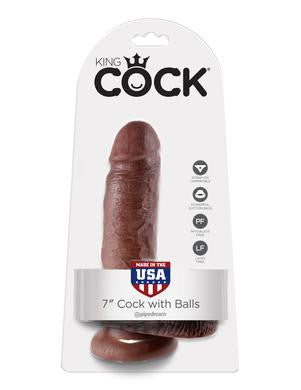 King Cock 7-inch Cock with  Balls - Brown