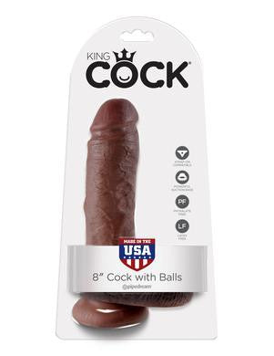 King Cock 8-inch Cock with  Balls - Brown