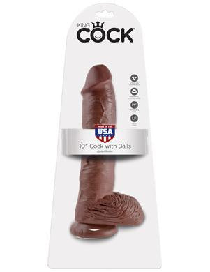 King Cock 10-inch Cock with  Balls - Brown