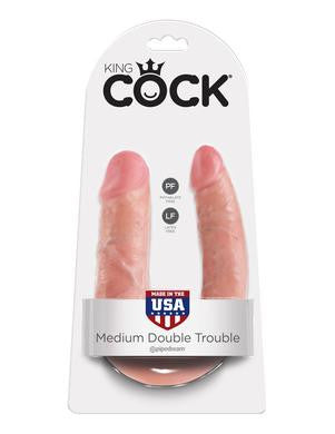 King Cock Medium Double  Trouble - Flesh