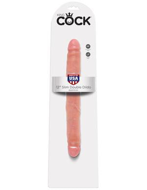 King Cock 12-inch Slim Double  Dildo - Flesh