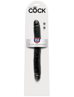 King Cock 12-inch Slim Double  Dildo - Black