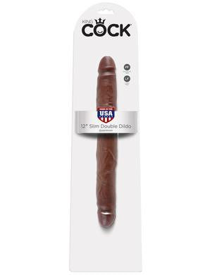 King Cock 12-inch Slim Double  Dildo - Brown