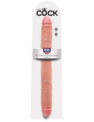 King Cock 16-inch Thick Double  Dildo - Flesh