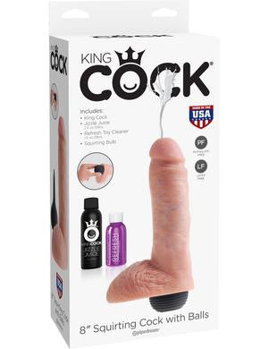 King Cock 8 Inch Squirting Cock with Balls - Flesh