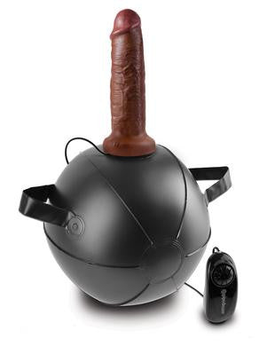 King Cock Vibrating Mini Sex Ball with 7" Dildo -  Brown