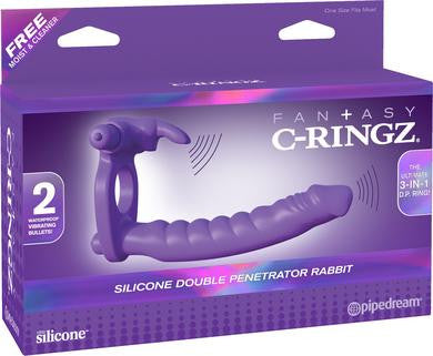 Fantasy C-ringz Silicone Double Penetrator Rabbit - Purple