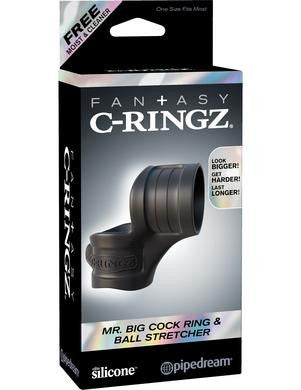 Fantasy C-ringz Mr Big Cock Ring and Ball Stretcher - Black