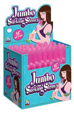 Jumbo Sucking Straws Pink 48 Pcs Display