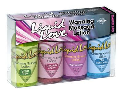 Liquid Love Warming Massage Lotion Sampler Pack (4-1 oz. Bottles)