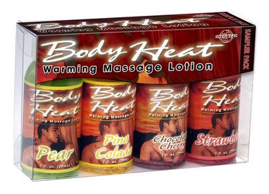 Body Heat Warming Massage Lotion Sampler Pack (4-1oz Bottles)