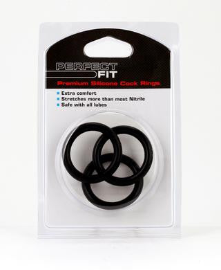 Premium Silicone Cockrings  - Xl 3-pack - Black