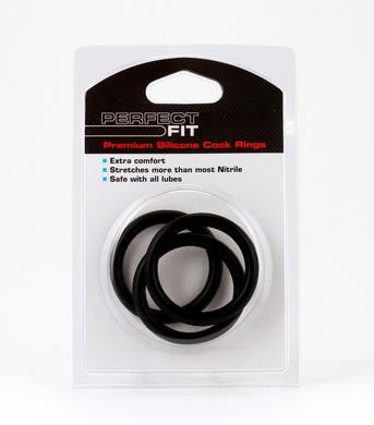 Premium Silicone Cockrings  - Large 3-pack - Black