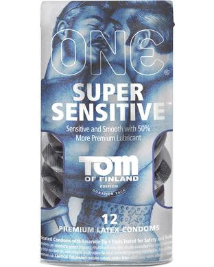 One - Tom of Finland - Super  Sensitive Lubricated Condoms  - 12 Pack