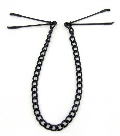 Tweezer Nipple Clamps Black with Chain