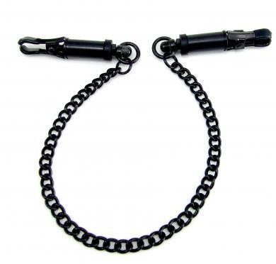 Barrel Nipple Clamps Black with Chain