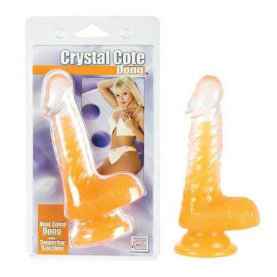 Crystal Cote Silicone Dong With Superior Suction 4.5-inch - Peach