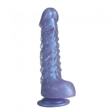 Crystal Cote Double Dong With Suction Cup 7-inch - Purple