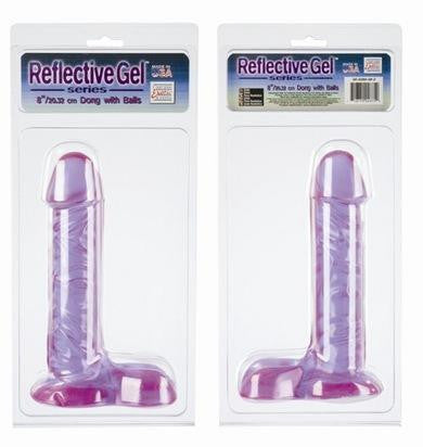 Reflective Gels Dong With Balls 8-inch - Purple