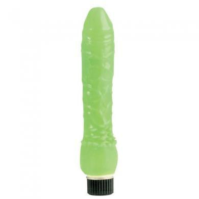 Glow In The Dark Jelly Penis Vibrator - Green 7-inch