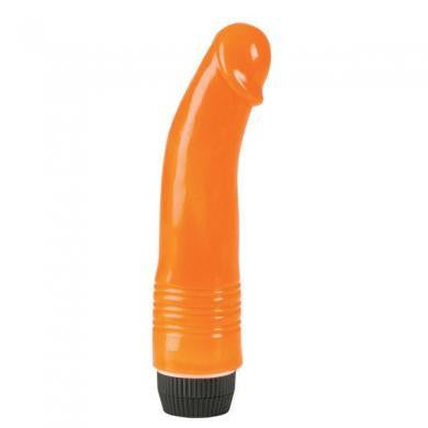 Glow In The Dark Jelly Penis Vibrator - Orange  6.75-inch