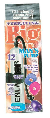 Vibrating Big Man's Penis Pump 12-inch - Clear