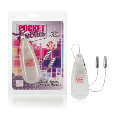 Pocket Exotics Dual Heated Whisper Bullets - Clear