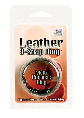 Leather 3 Snap Ring - Black