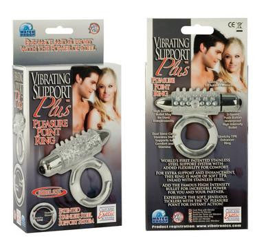 Vibrating Support Plus Pleasure Point Ring - Clear