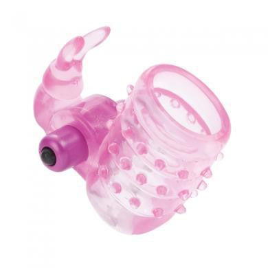 Basic Essentials Stretchy Vibrating Bunny Enhancer - Pink