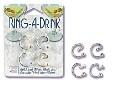 Ring a Drink Gold and Silver  Male and Female Drink  Identifiers