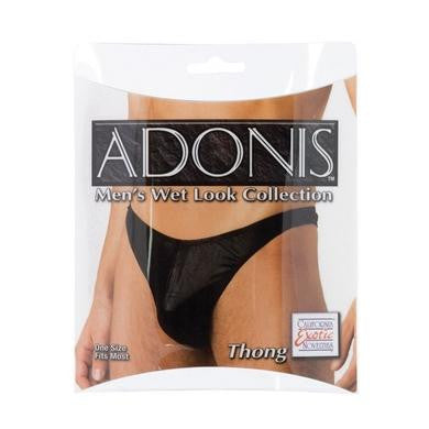 Adonis Mens Wet Look Thong - Black