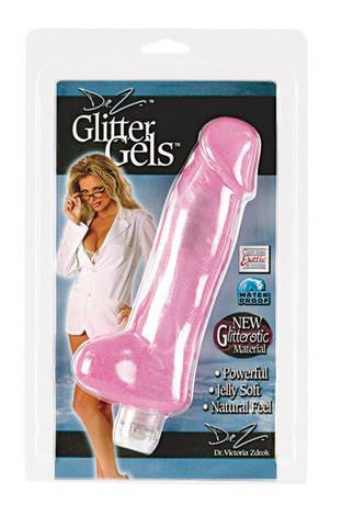 Dr. Z - Glitter Gels - Vibrating Dong With Balls - Pink