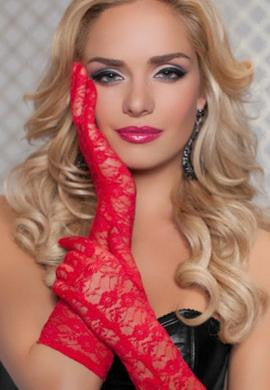 Lace Elbow Gloves - Red