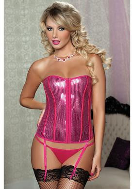 Sparkle and Shine Sequin  Bustier Set - Pink - Large