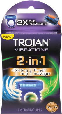 Trojan Vibrations 2-in-1 Vibrating Ring and Finger Massager