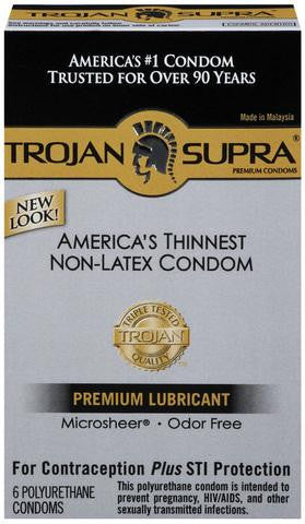 Trojan Supra Lubricated Condoms - 6 pack