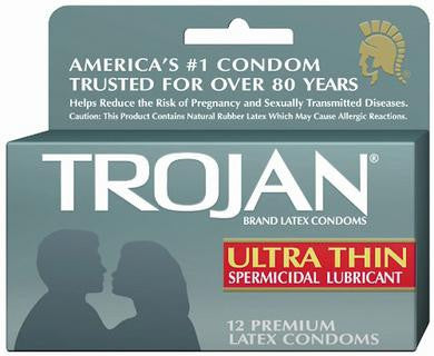 Trojan Ultra Thin Spermicidal Lubricant Condoms - 12 Pack