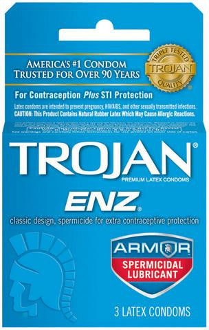 Trojan Enz Spermicidal Lubricant Condoms - 3 Pack