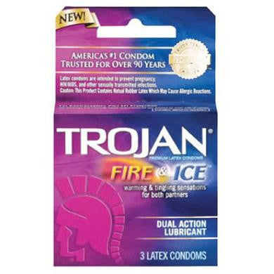 Trojan Fire And Ice Dual Action Lubricated Condoms - 3 Pack