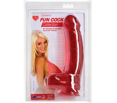 TLC Carmen's Fun Cock 8-Inch Jel-Lee - Red Glitter