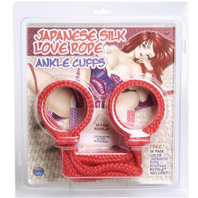 Japanese Silk Love Rope Ankle Cuffs - Red