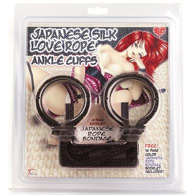 Japanese Silk Love Rope Ankle Cuffs - Black